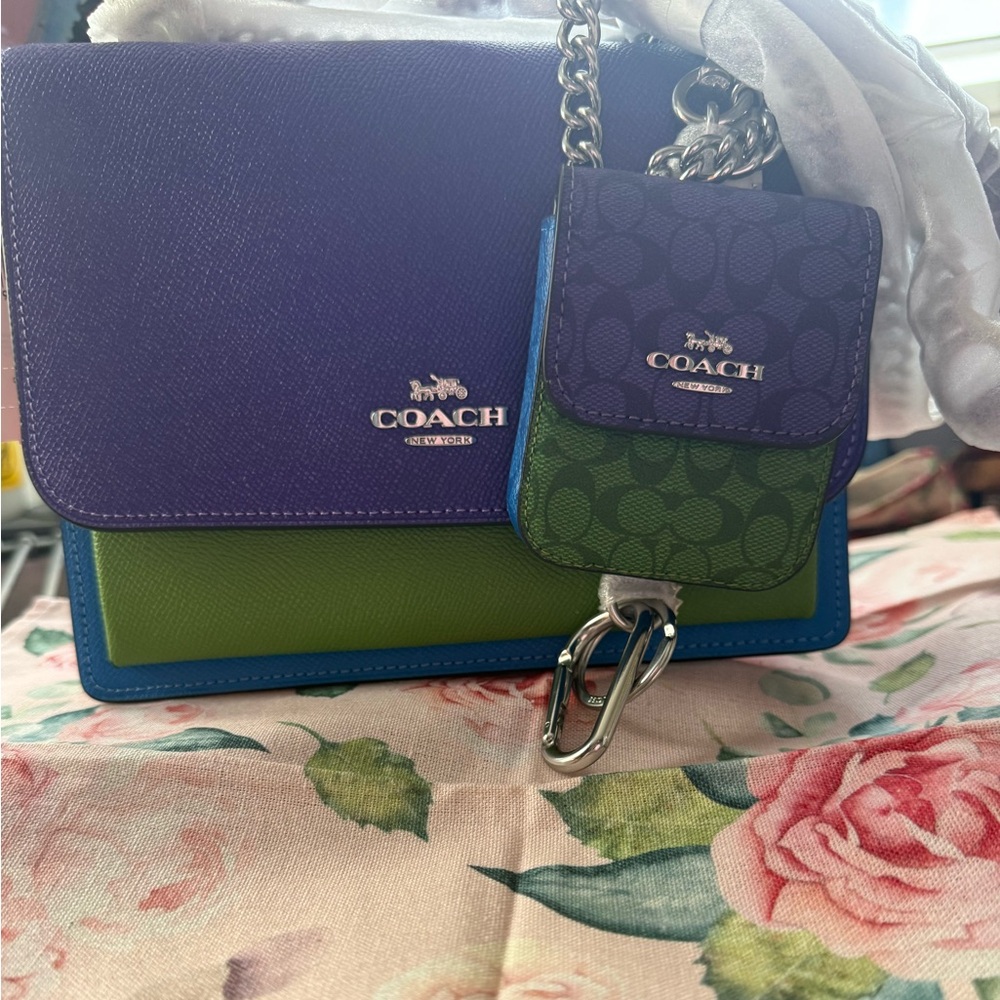 Coach Purple Leather Bag Blue Pink Green